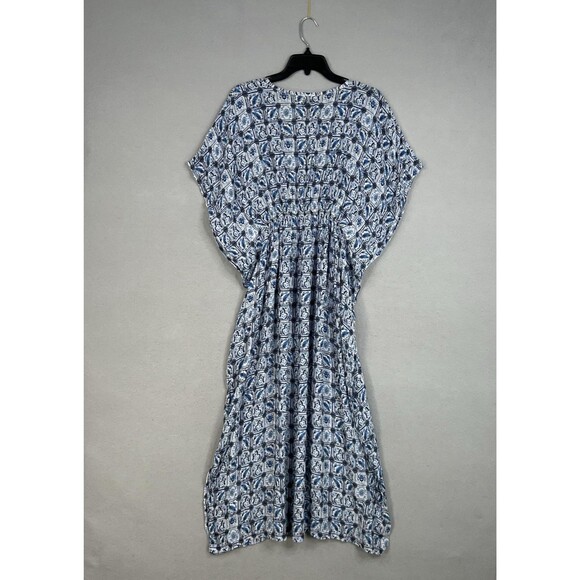 Rujuta Sheth Dress Womens One Size Blue Boho Maxi Kimono Coastal Resort Flowy - Picture 8 of 14